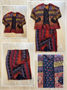 Carole Little 90s Matching Set Boho Patchwork Large